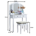 ZUN Sanlo Wooden Vanity Make Up Table and Stool Set, Rose Gold T2574P162837