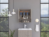 Medicine Cabinet, One Open Shelf, Three Interior Shelves, Light Gray B097133185