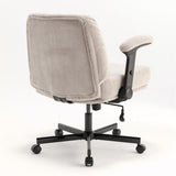 Chair with Wheels and Flip Arms-Comfy Fabric Cross Legged Office Chair with Thick Cushion&Wide Seat, 28317778