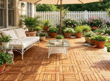 27PCS Interlocking Deck Tiles, Natural Acacia Wood Waterproof Floor Tile with Drainage Base, 83188544