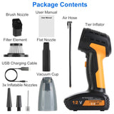4-in-1 Cordless Car Vacuum & 150PSI Inflator Rechargeable, Digital Display, LED Light, Tire 95927388
