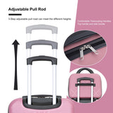 4-piece ABS lightweight suitcase, 14 inch makeup box, aircraft wheels PINK W284P149258