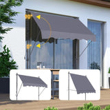 Manual Retractable Awning-118'' Non-Screw Outdoor Sun Shade Cover with UV Protection 100% W419142761