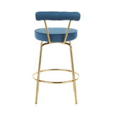 Rhonda Glam Counter Stool in Gold Metal and Blue Velvet by LumiSource - Set of 2 B202P222097