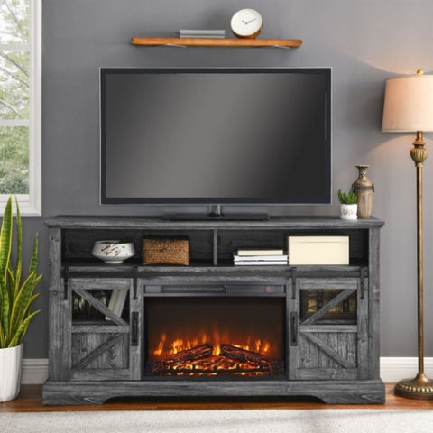 ZUN 26 inch electric fireplace insert, ultra thin heater log set & realistic flame, remote control 51625515