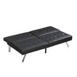 WOOD FRAME, STAINLESS LEG, FUTON, SOFA BED BLACK PVC W2297P247530