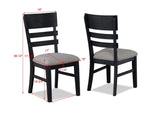 2pc Black Finish Side Chair Gray Fabric Upholstery Seat Ladder Back Contemporary Transitional Style B011P162543