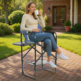 31" Tall Directors Chair with Footrest, 4Portable Bar Height Folding Camping Chair with Built-in Cup 12985219