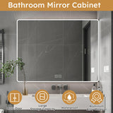 Aluminium Medicine Cabinet Mirror, 35 x 28 Inches Medicine Cabinet with 3 Colors LED Light and W2700P269440