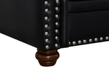 Living Room Sofa Single Seat Chair with Wood Leg Black Faux Leather W1097125450