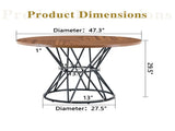 A circular dining table with a diameter of 47.3 inches, featuring 4 walnut wood grain MDF tabletops, W1151P434789