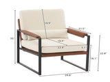 Single Iron Frame Chair Soft Cover Beige Brown Honeycomb Leather Armrest Frame Indoor Leisure Chair 76471103