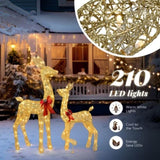 2-Piece Lighted Christmas Deer Family, Outdoor Yard Decoration Set with 210 LEDs Warm White Light, 32994196