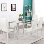 ZUN Simple Assembled Transparent Glass & Iron Dinner Table 68778429