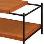 ZUN Honey Oak and Black 2-shelf Coffee Table B062P181394