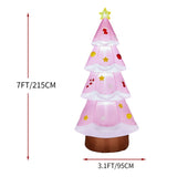 7.2FT Lighted Christmas Inflatable Decoration, Inflatable Pink Christmas Tree, Funny Blow Up Yard 09254776