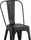 ZUN 2pc Modern Matte Black Finish Metal Dining Room Kitchen Bar Chairs Contemporary Aesthetic 18-inch B011P238552