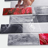 48 Pcs Red Marble Look Peel And Stick Wallpaper PVC Waterproof Self-Adhesive Tile Backsplash For 57663144
