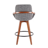 Cosmo Mid-Century Counter Stool in Walnut and Grey Noise Fabric by LumiSource B202P221846
