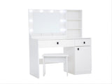 Vanity Desk with Lights, Vanity Set with Mirror, Makeup Vanity Desk with Large Drawers & Three Level W2139P194436