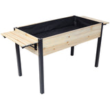 ZUN Raised Garden Bed, Metal Leg Wood Planter Boxes with Folding Storage Shelf,Elevated Planter Box for W465P182258