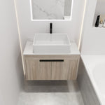 ZUN 30 " Modern Design Float Bathroom Vanity With Ceramic Basin Set, Wall Mounted White Oak Vanity With 56636831