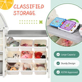 Kids Bookshelf Toy Storage with 17 Bins and 5 Bookshelves, Multi-functional Nursery PP300106AAE