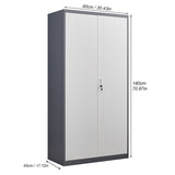 Gray Steel Large Capacity Lockable Wardrobe with Hanging Rod and Compartments for Bedroom, Living W1247P293800