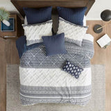 Full/Queen 3 Piece Cotton Duvet Cover Set with Chenille Tufting B035129137