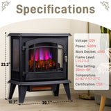 ZUN 20" Electric Fireplace Stove, Freestanding Indoor Fireplace Heater with 3-Level Dimmable Flame 18893403