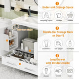 36" White Bathroom Vanity with Ceramic Sink, Soft-Close Doors, Double Storage Shelves & Divided N729P276609K