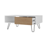 Gramling Coffee Table with a Drawer and Hairpin Legs, White Natural Oak B128P263712