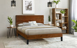 ZUN Mid-Century Modern Solid Wood Bed Frame Full Size Platform Bed with Three-Piece Headboard Design, No WF531006AAD