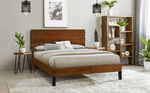 ZUN Mid-Century Modern Solid Wood Bed Frame King Size Platform Bed with Three-Piece Headboard Design, No WF531004AAD