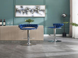 Set of 2 Bar Stools,with Chrome Footrest and Base Swivel Height Adjustable Mechanical Lifting Velvet 21221220