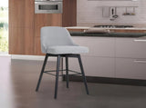 Cylis 26" Swivel Black Wood Counter Stool in Light Gray Fabric B2736P511333