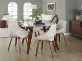 Mid-Century Modern Dining/Accent Chair in Walnut and Cream Noise Fabric - Set of 2 B202P223853