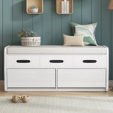 ZUN TREXM Rustic Storage Bench with 2 Drawers, Hidden Storage Space, and 3 False Drawers at the Top, WF323695AAK