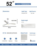 ZUN 52 Inch Ceiling Fan Light With 6 Speed Remote Silver 3 Wood Blade Reversible DC Motor For Bedroom W93494500