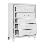 White Metallic Finish Glam Style Storage Chest of 5 Drawers Wooden 1pc Modern Bedroom Furniture B011P176905