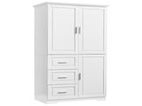 Tall and Wide Storage Cabinet with Doors for Bathroom/Office, Three Drawers, White 17634715