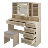 Large Vanity Table Set with LED Lighted Mirror, Vanity Desk with Charging Station, Makeup Table with 64189891