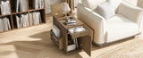 U-Can Vintage End Table Flip Top Side Table with USB Ports, One Multifunctional Drawer with cup N724P293133D