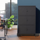 ZUN 6 Door Metal Accent Storage Cabinet for Home Office,School,Garage black 81214626