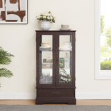 Glass Cabinet Lighted Glass Cabinet Curio Display Cabinet with Adjustable Glass Shelves 2 Doors and W2275P178888