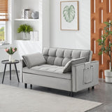 Modern Velvet Loveseat Futon Sofa Couch Pullout Bed, Small Love Seat Lounge Sofa w/Reclining W1658P145846