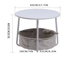 Round End Table with Storage Basket, Accent Table for Reading Nook, White 87879477