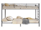 Grey Twin Bunk Bed Square Tube High Guardrail Side Ladder Opening Iron Bed 52361693