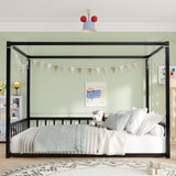 Full size sunshade floor bed, iron double-size bed frame, modern low-profile double-size bed, W1858P282500