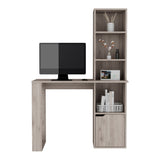 Writing Desk With Bookcase and Cabinet, Light Gray B097120595